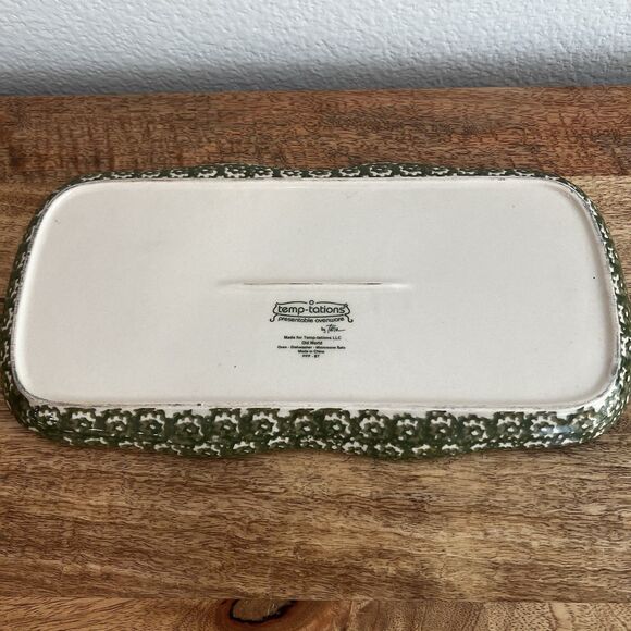 Temptations Presentable Ovenware by Tara~Old World~Serving Platter Ceramic Green - Picture 2 of 5